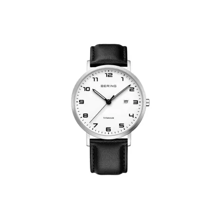 Reloj Bering Titanium Hombre Negro y Plateado Cepillado, Analógico 18640-404