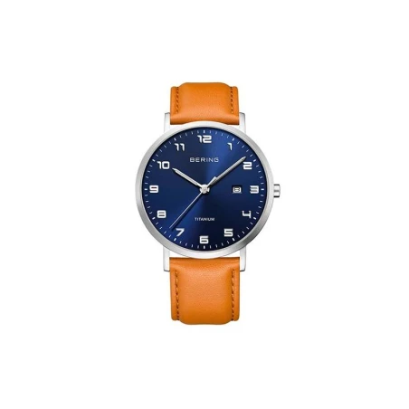Reloj Bering Titanium Hombre Marrón y Plateado Cepillado, Analógico 18640-567