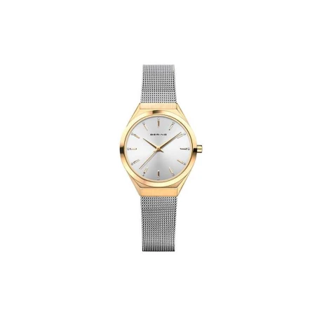 Reloj Bering UltraSlim Mujer Baño Plata y Oro Pulido Analógico 18729-010