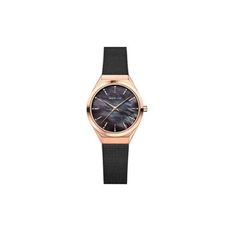 Reloj Bering UltraSlim Mujer Negro y Oro Rosa Pulido Analógico 18729-166