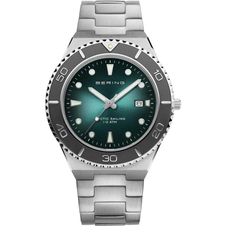 Reloj Bering Classic Hombre Plateado y Verde Analógico 18940-708