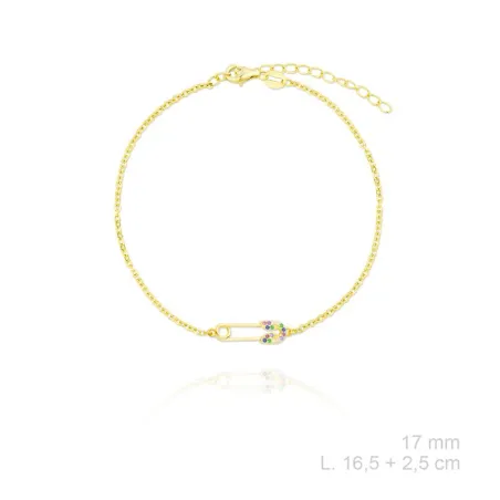 Pulsera Plata Baño Oro Imperdible Circonitas Multicolor 115663
