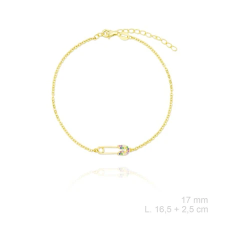 Pulsera Plata Baño Oro Imperdible Circonitas Multicolor 115663