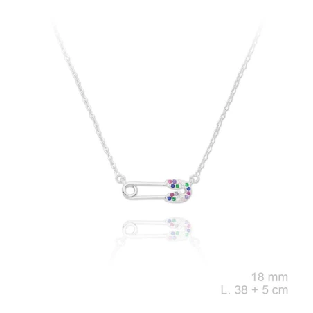 Gargantilla Imperdible Plata Baño Rodio y Circonitas Multicolor 175523