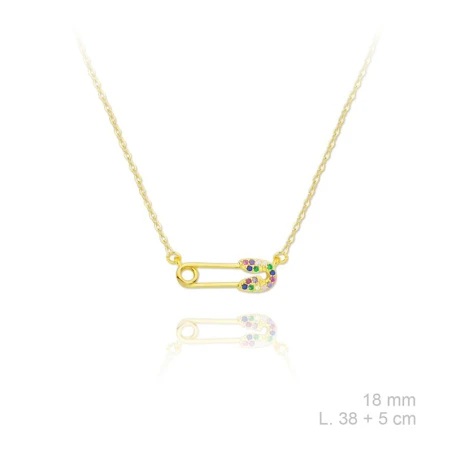 Gargantilla Imperdible Plata Baño oro y Circonitas Multicolor 175524