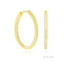 Pendientes Aro 28 mm Plata Baño Oro y Circonitas Blancas 152196