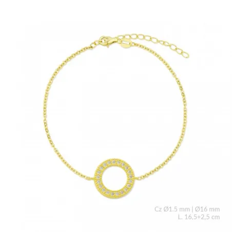 Pulsera Mujer Plata Baño Oro Círculo Circonitas blancas 115751