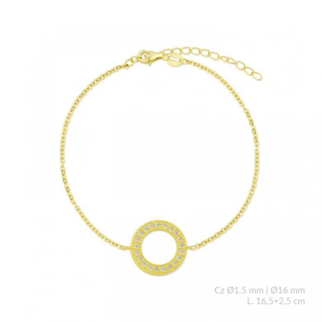 Pulsera Mujer Plata Baño Oro Círculo Circonitas blancas 115751