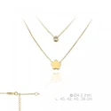 Gargantilla Doble Plata Baño Oro Flor y Circonita chatón 174570