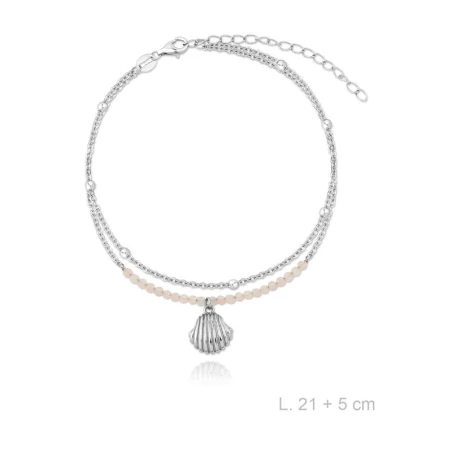 Tobillera Mujer Plata Bolitas y Concha Marina 115517