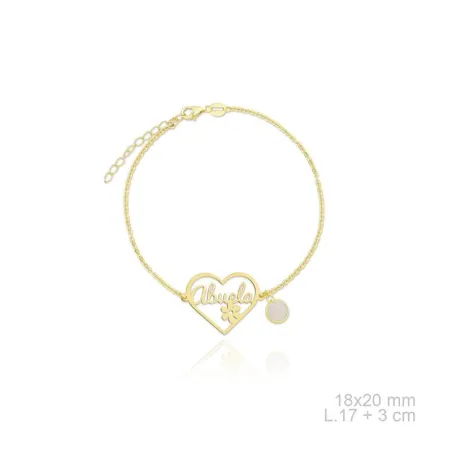 Pulsera Mujer Plata Baño Oro Corazón Abuela 115581