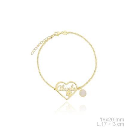 Pulsera Mujer Plata Baño Oro Corazón Abuela 115581