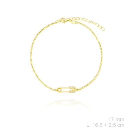 Pulsera Plata Baño Oro Imperdible Circonitas 115661