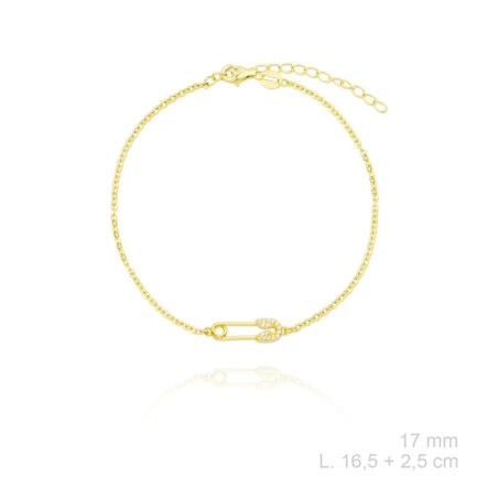 Pulsera Plata Baño Oro Imperdible Circonitas 115661