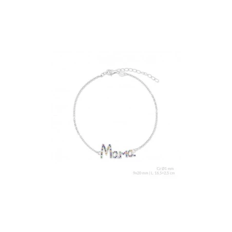 Pulsera Mujer Plata Mamá Circonitas Multicolor 115709