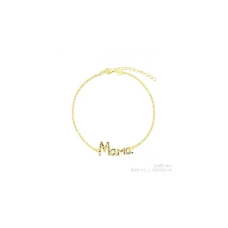 Pulsera Mujer Plata Baño Oro Mamá Circonitas Multicolor 115710