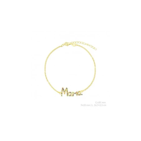 Pulsera Mujer Plata Baño Oro Mamá Circonitas Multicolor 115710