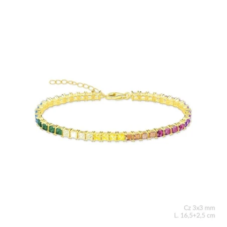 Pulsera Mujer Plata Baño Oro y Circonitas Multicolor 115777