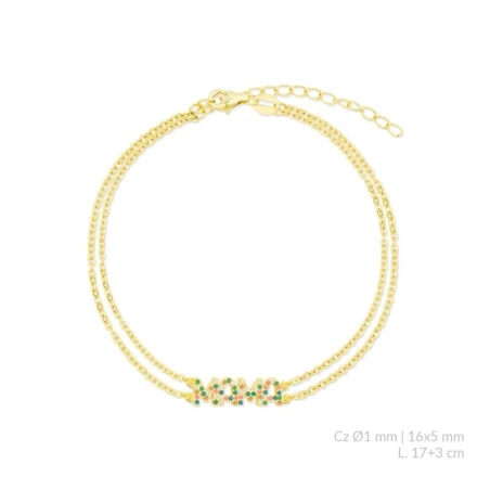 Pulsera Mujer Plata Baño Oro Mamá Circonitas Multicolor 115783