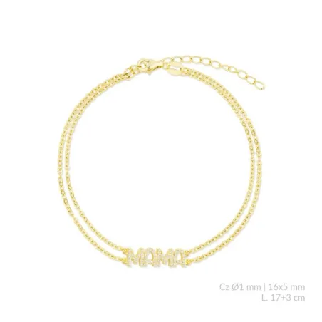 Pulsera Mujer Plata Baño Oro Mamá Circonitas Blancas 115785