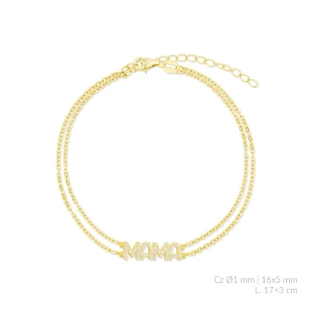 Pulsera Mujer Plata Baño Oro Mamá Circonitas Blancas 115785