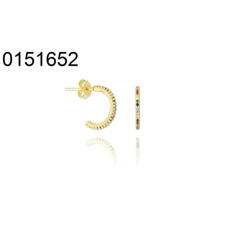 Pendientes Semi Aro Plata Baño Oro y Circonitas Multicolor 151652