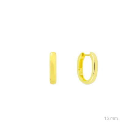 Pendientes Aro Rectangular 12mm Plata Baño Oro 152560