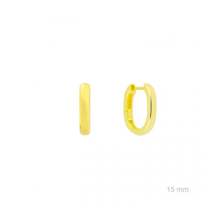 Pendientes Aro Rectangular 12mm Plata Baño Oro 152560
