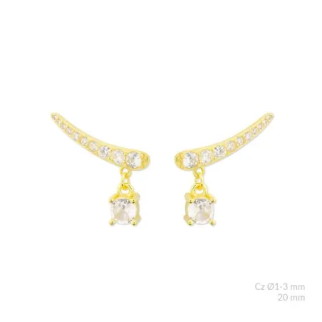 Pendientes Trepadores Plata Baño Oro Circonitas blancas y Circonita blanca colgante 153039