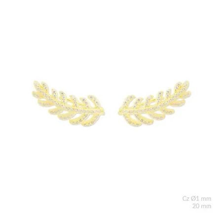 Pendientes Trepadores Hoja Plata Baño Oro y Circonitas blancas 153047