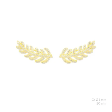Pendientes Trepadores Hoja Plata Baño Oro y Circonitas blancas 153047