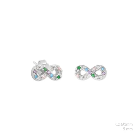 Pendientes Infinito Plata y Circonitas Multicolor 153062