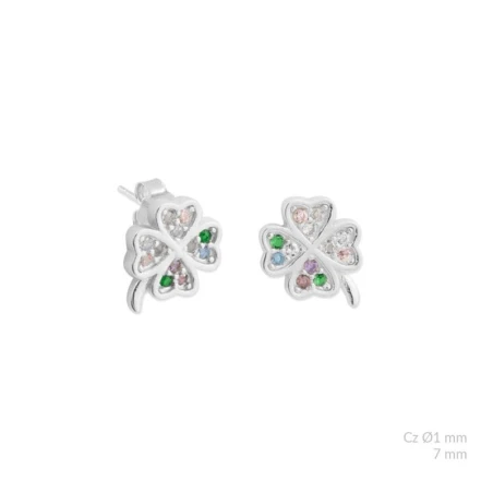 Pendientes Trébol Plata y Circonitas Multicolor 153070