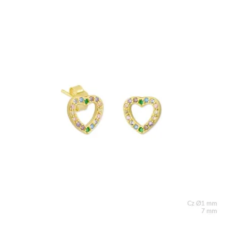Pendientes Corazón Plata Baño Oro y Circonitas Multicolor 153073