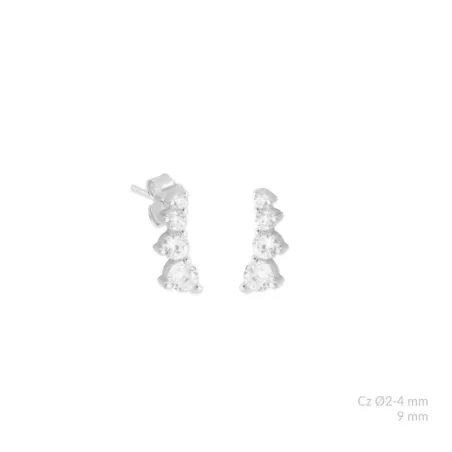 Pendientes Plata Baño Rodio y Circonitas Blancas colgantes 153106