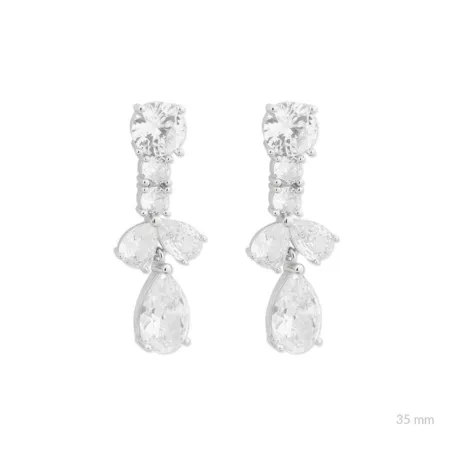 Pendientes Plata Baño Rodio y Circonitas blancas 153112