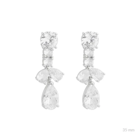 Pendientes Plata Baño Rodio y Circonitas blancas 153112