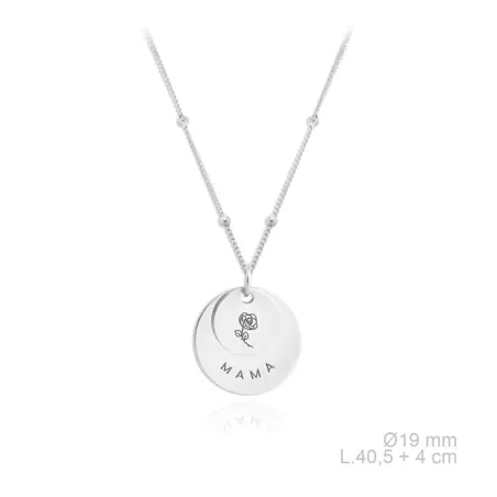 Gargantilla Plata Baño Rodio chapitas Mamá y Flor 175372