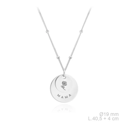Gargantilla Plata Baño Rodio chapitas Mamá y Flor 175372
