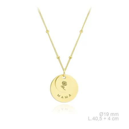 Gargantilla Plata Baño Oro chapitas Mamá y Flor 175373