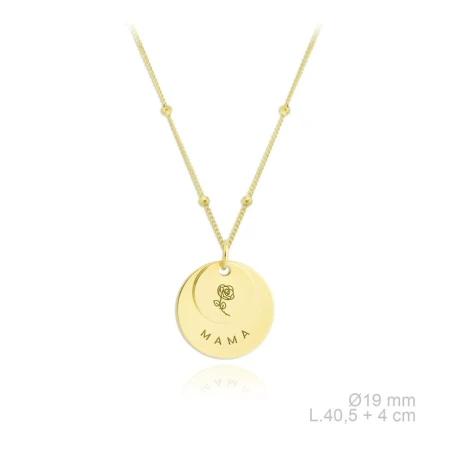 Gargantilla Plata Baño Oro chapitas Mamá y Flor 175373
