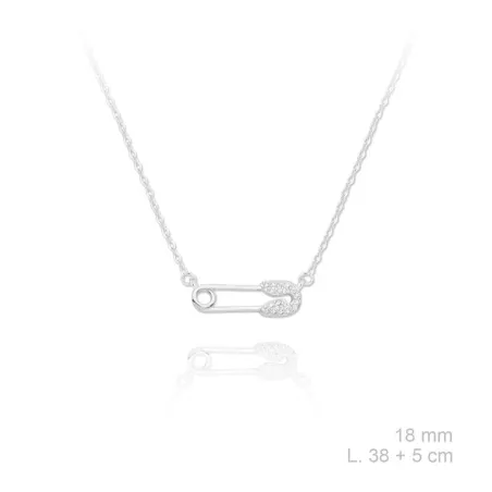 Gargantilla Imperdible Plata Baño Rodio y Circonitas Blancas 175521