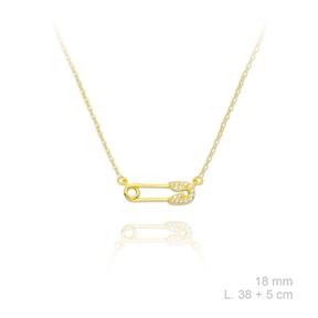 Gargantilla Imperdible Plata Baño oro y Circonitas Blancas 175522