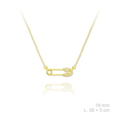 Gargantilla Imperdible Plata Baño oro y Circonitas Blancas 175522