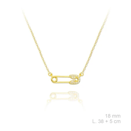Gargantilla Imperdible Plata Baño oro y Circonitas Blancas 175522