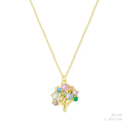 Gargantilla Árbol Familiar Plata Baño Oro y Circonitas Multicolor 176096