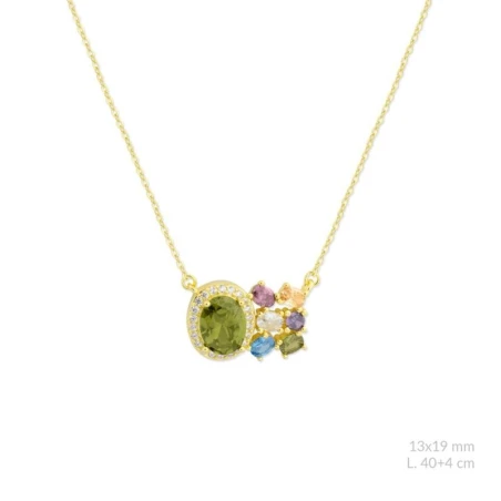 Gargantilla Plata Baño Oro y Circonitas Multicolor 176136