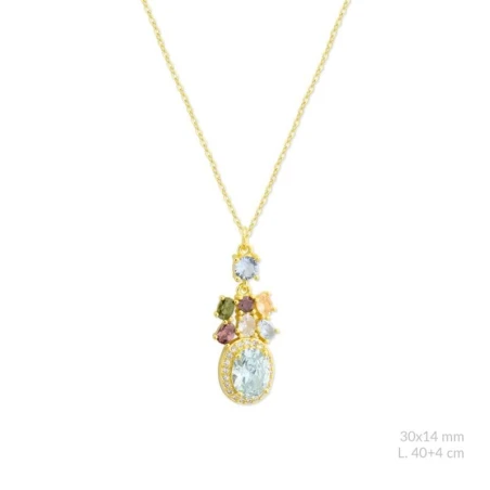 Gargantilla Plata Baño Oro y Circonitas Multicolor 176138