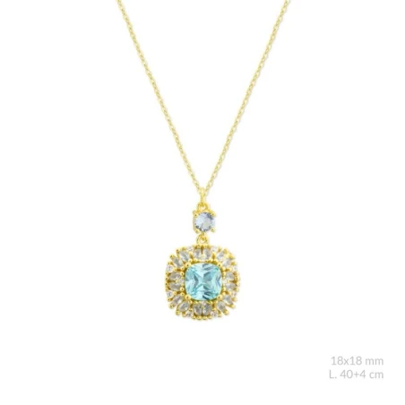 Gargantilla Plata Baño Oro y Circonitas Azules 176140