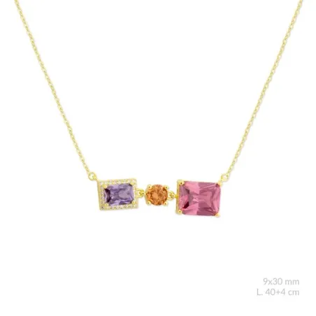 Gargantilla Plata Baño Oro y Circonitas Multicolor 176144